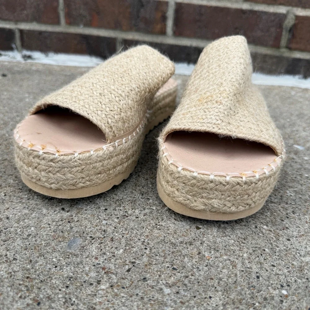 Beach by Matisse DelMar Natural Jute Espadrille Platform Slide Sandals Sz 8